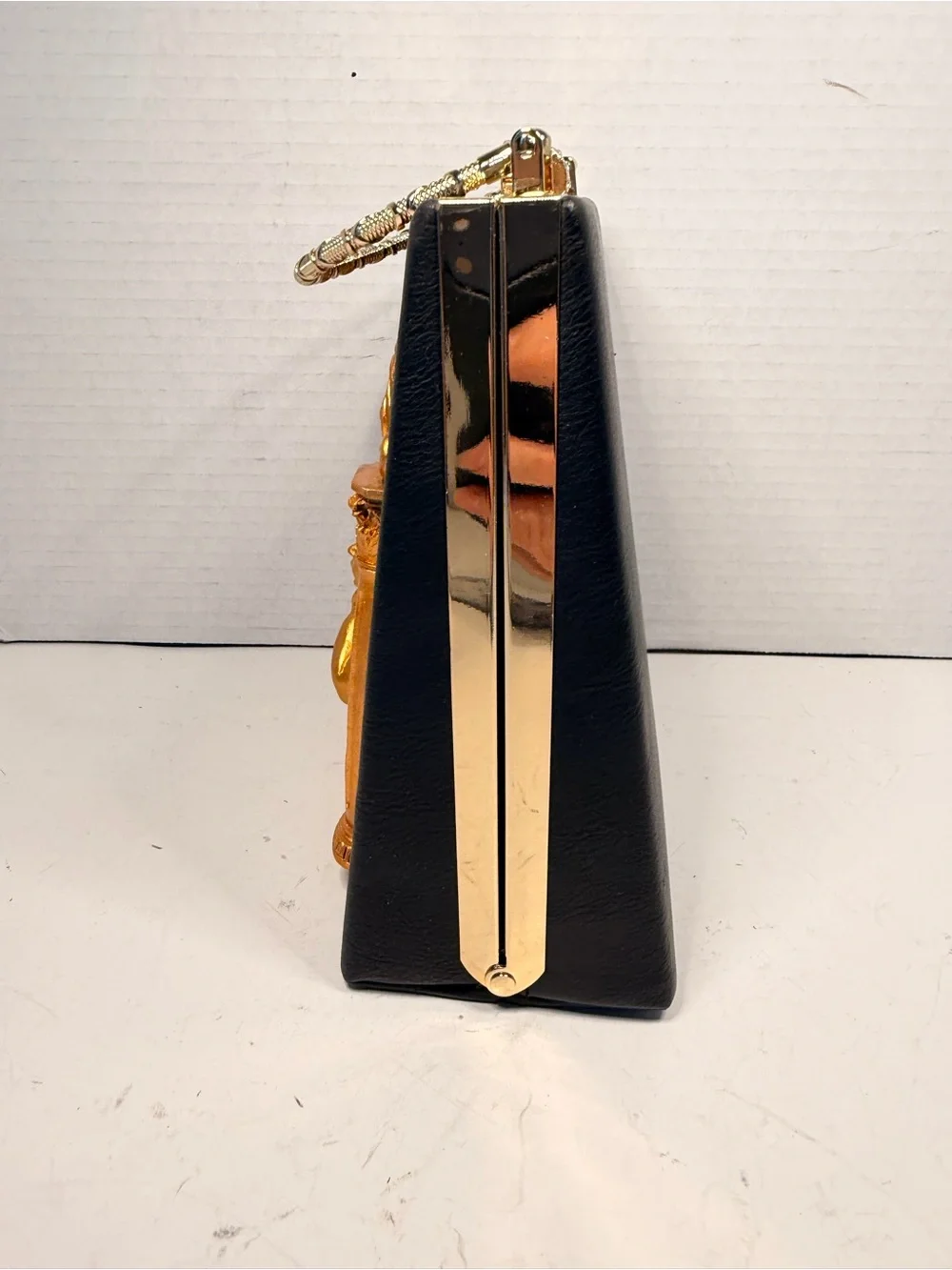 Black and Gold Cherub Angel Box Clutch Handbag